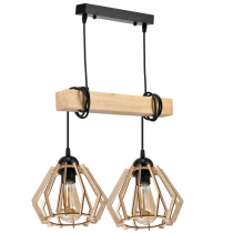 BERGE LED závesné stropné svietidlo, drevený trám, 2xE27, brilantný drevený luster