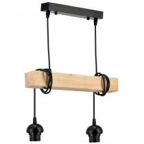 BERGE LED závesné stropné svietidlo, drevený trám, 2xE27, brilantný drevený luster