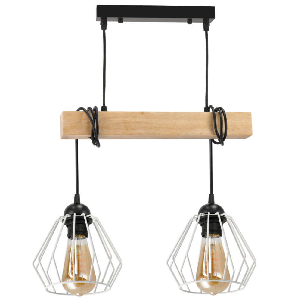 BERGE LED závesné stropné svietidlo, drevený trám, 2xE27, Diamond White Luster