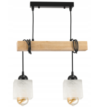 BERGE LED závesné stropné svietidlo, drevený trám, 2xE27, Luster Milk Cube