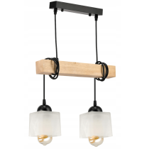 BERGE LED závesné stropné svietidlo, drevený trám, 2xE27, Luster Milk Cube
