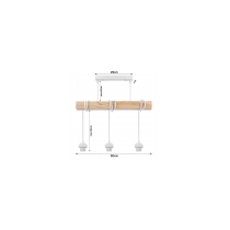 BERGE LED závesné stropné svietidlo, drevený trám, 3xE27 loft - biela