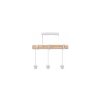 BERGE LED závesné stropné svietidlo, drevený trám, 3xE27, loft, brilantné drevo - biela