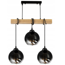 BERGE LED závesné stropné svietidlo, drevený trám, 3xE27, loft, dymovo šedá