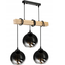 BERGE LED závesné stropné svietidlo, drevený trám, 3xE27, loft, dymovo šedá