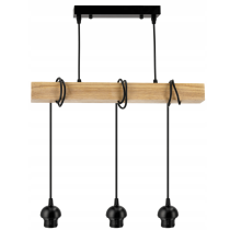 BERGE LED závesné stropné svietidlo, drevený trám, 3xE27, loft, dymovo šedá