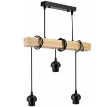 BERGE LED závesné stropné svietidlo, drevený trám, 3xE27, loft, dymovo šedá