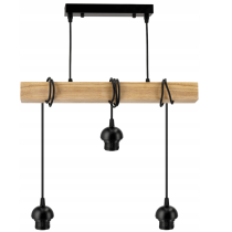 BERGE LED závesné stropné svietidlo, drevený trám, 3xE27, loft, dymovo šedá