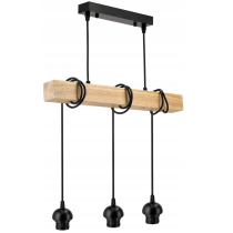 BERGE LED závesné stropné svietidlo, drevený trám, 3xE27, loft, mliečna kocka