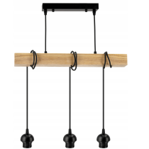 BERGE LED závesné stropné svietidlo, drevený trám, 3xE27, loft, mliečna kocka