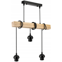 BERGE LED závesné stropné svietidlo, drevený trám, 3xE27, loft, mliečna kocka
