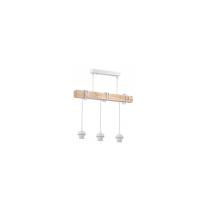 BERGE LED závesné stropné svietidlo, drevený trám, 3xE27, loft, mliečna kocka - biela