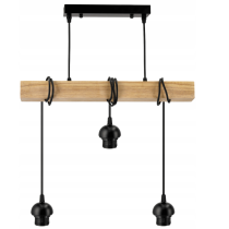 BERGE LED závesné stropné svietidlo, drevený trám, 3xE27, Luster, guľa, bezfarebný