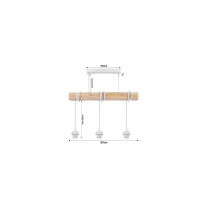 BERGE LED závesné stropné svietidlo, drevený trám, 3xE27, loft, mliečna kocka - biela
