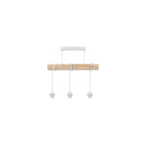 BERGE LED závesné stropné svietidlo, drevený trám, 3xE27, loft, mliečna kocka - biela