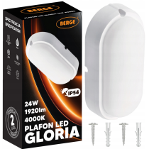 BERGE Prisadené stropné LED svietidlo 24W - neutrálna biela