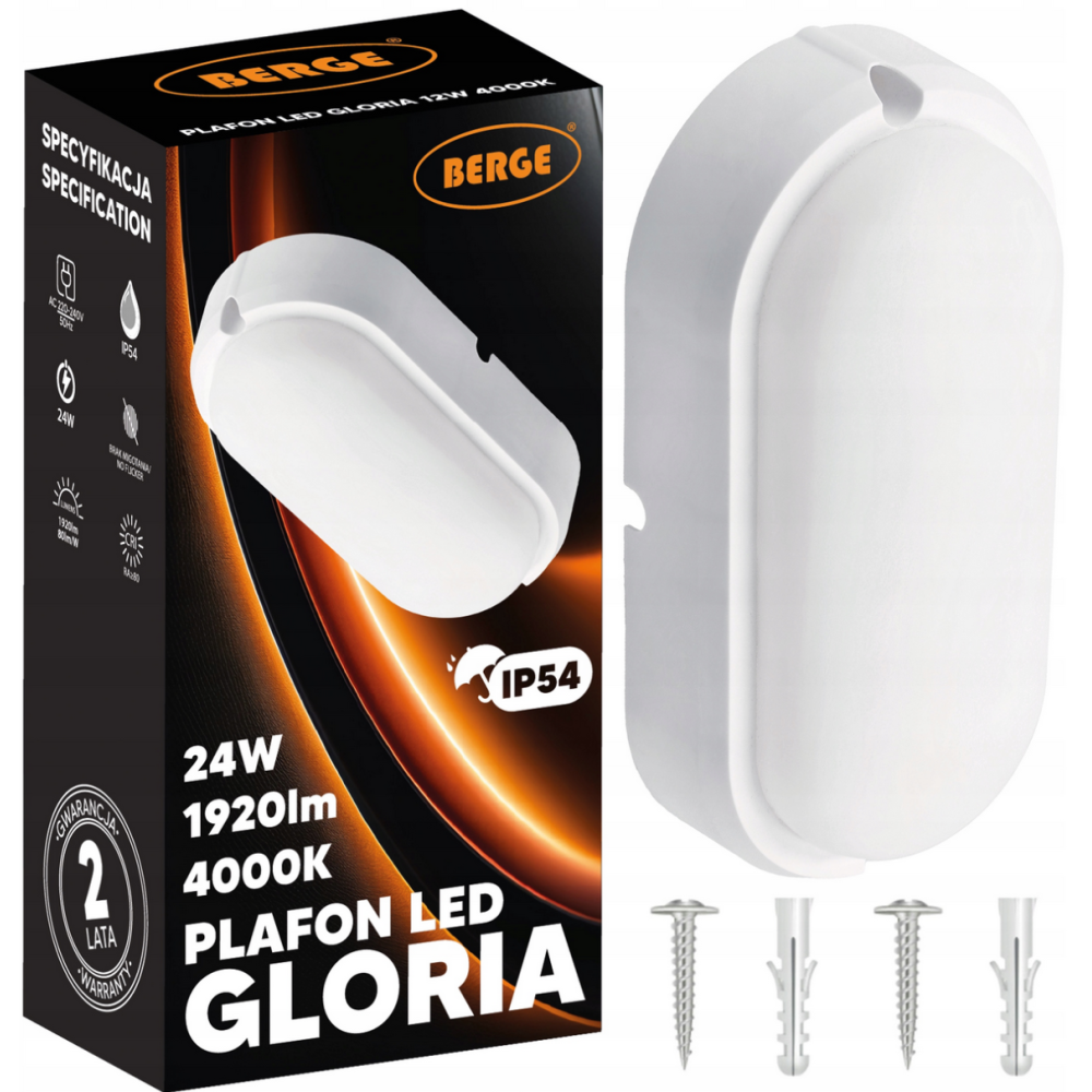 BERGE Prisadené stropné LED svietidlo 24W - neutrálna biela