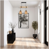 BERGE Závesné stropné LED svietidlo, drevený trám, 2xE27 kužeľový luster
