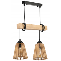 BERGE Závesné stropné LED svietidlo, drevený trám, 2xE27 kužeľový luster