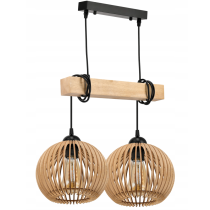 BERGE Závesné stropné svietidlo LED drevený trám 2xE27 Dense Ball Luster Luca