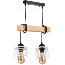 BERGE Závesné stropné svietidlo LED drevený trám 2xE27 Luster Spring White