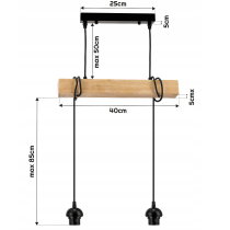 BERGE Závesné stropné svietidlo LED drevený trám 2xE27 Dense Ball Luster Luca