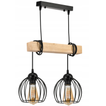 BERGE Závesné stropné svietidlo LED drevený trám 2xE27 Luster Wire ball