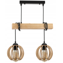 BERGE Závesné stropné svietidlo LED drevený trám 2xE27 Wooden Ball Luster