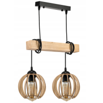 BERGE Závesné stropné svietidlo LED drevený trám 2xE27 Wooden Ball Luster