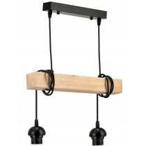 BERGE Závesné stropné svietidlo LED drevený trám 2xE27 Wooden Ball Luster