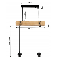 BERGE Závesné stropné svietidlo LED drevený trám 2xE27 Wooden Ball Luster