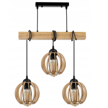 BERGE Závesné stropné svietidlo LED drevený trám 3xE27 loft drevená guľa