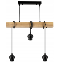 BERGE Závesné stropné svietidlo LED drevený trám 3xE27 loft drevená guľa