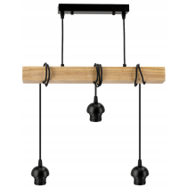 BERGE Závesné stropné svietidlo LED drevený trám 3xE27 loft sklenená guľa