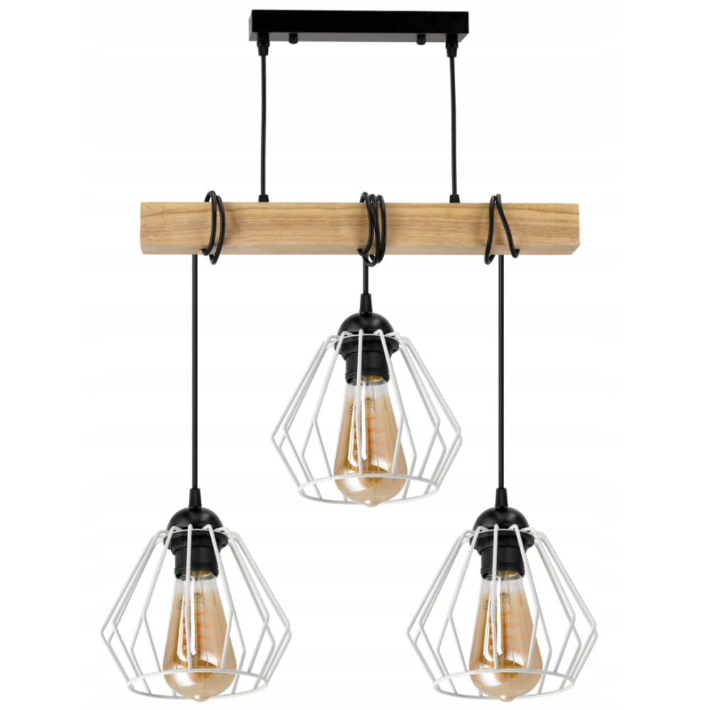 BERGE Závesné stropné svietidlo LED drevený trám 3xE27 Luster Diamonds White