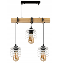 BERGE Závesné stropné svietidlo LED drevený trám 3xE27 Luster Spring biely