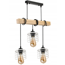 BERGE Závesné stropné svietidlo LED drevený trám 3xE27 Luster Spring biely