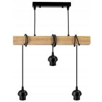 BERGE Závesné stropné svietidlo LED drevený trám 3xE27 Luster Spring biely
