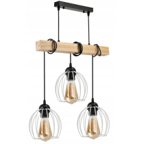 BERGE Závesné stropné svietidlo LED drevený trám 3xE27 Luster Wire ball