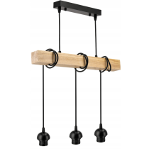 BERGE Závesné stropné svietidlo LED drevený trám 3xE27 Luster Wire ball