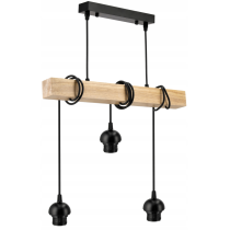 BERGE Závesné stropné svietidlo LED drevený trám 3xE27 Luster Wire ball