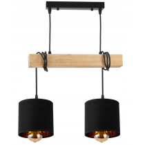 BERGE Závesné stropné svietidlo LED drevený trámový 2xE27 Luster Loft Lampshade Gold