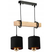 BERGE Závesné stropné svietidlo LED drevený trámový 2xE27 Luster Loft Lampshade Gold