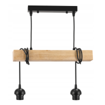 BERGE Závesné stropné svietidlo LED drevený trámový 2xE27 Luster Loft Lampshade Gold