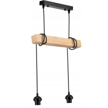BERGE Závesné stropné svietidlo LED drevený trámový 2xE27 Luster Loft Lampshade Gold