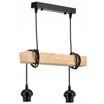 BERGE Závesné stropné svietidlo LED drevený trámový 2xE27 Luster Loft Lampshade Gold