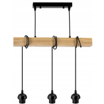 BERGE Závesné stropné svietidlo LED drevený trámový 3xE27 loft sklenené pásy