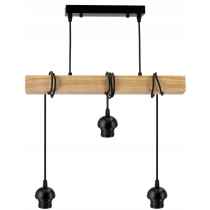 BERGE Závesné stropné svietidlo LED drevený trámový 3xE27 loft sklenené pásy