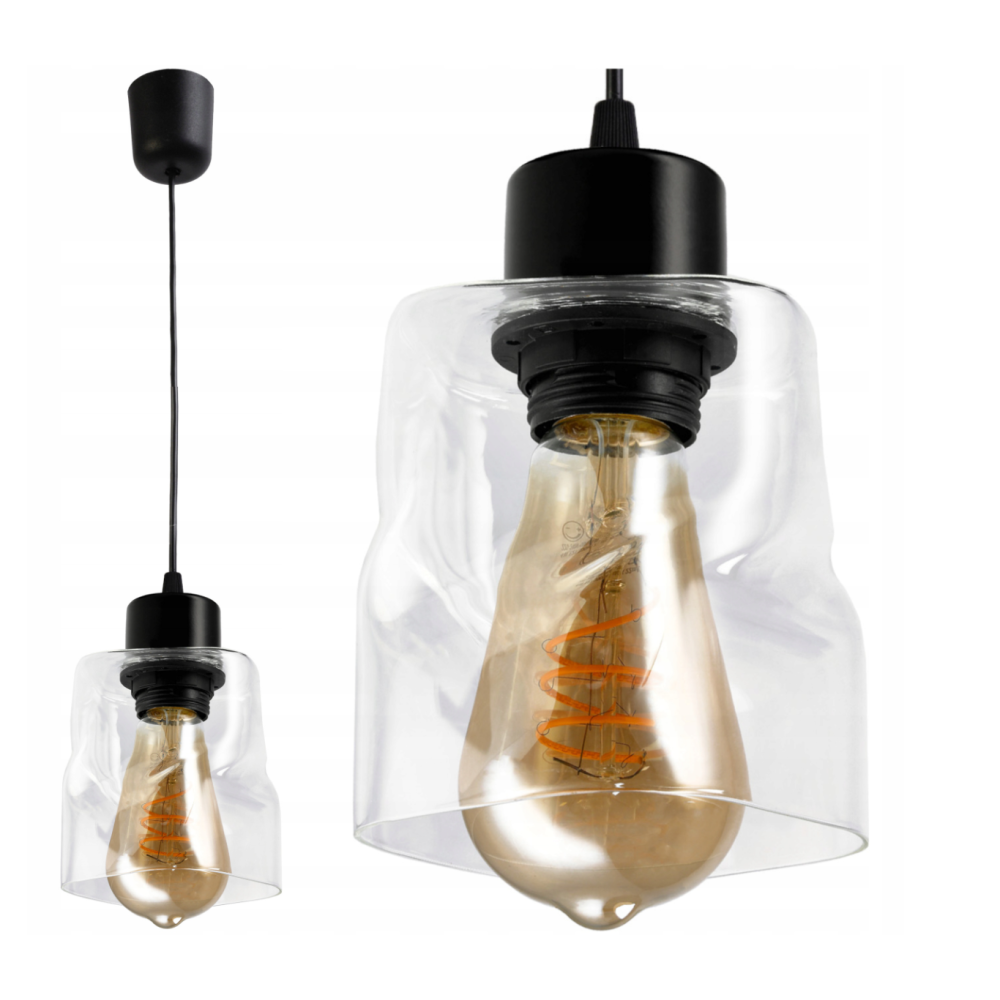 BERGE Závesné stropné svietidlo, LED E27 luster, sklo, rolovacie, priehľadné
