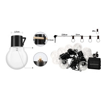BERGE Solárna lampa 5m + 20 žiaroviek Garden Solar IP44 Vonkajšie